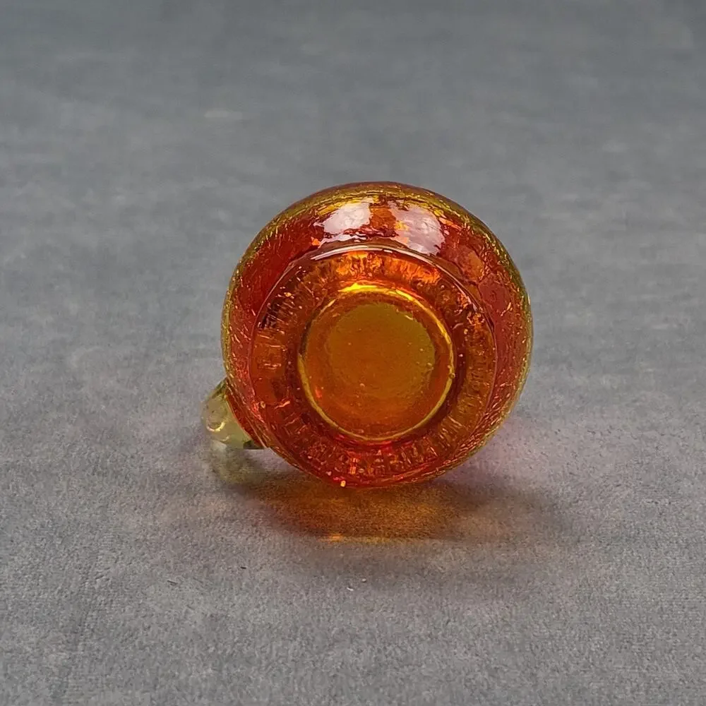 Vintage Miniature Hand-Crafted Amberina Crackle Glass Pitcher Creamer 3.75